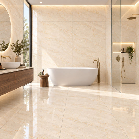Elegance Crema Polished 60x120 bathroom roomset