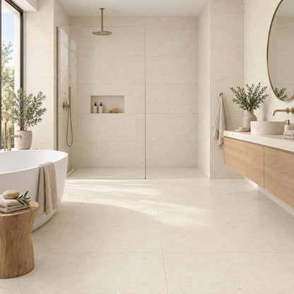Heliostone Latte Matt 60x120 bathroom roomset