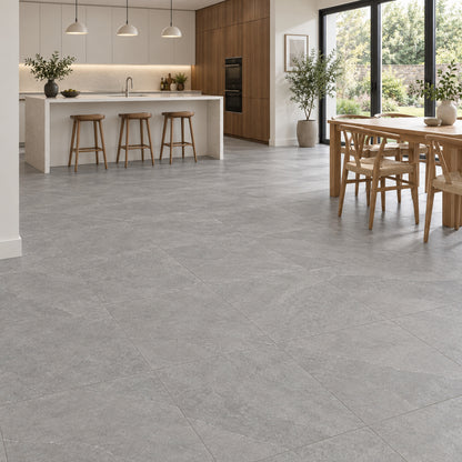 Lava Grey 60x60 tiles in a contemporary kitchen and dining room