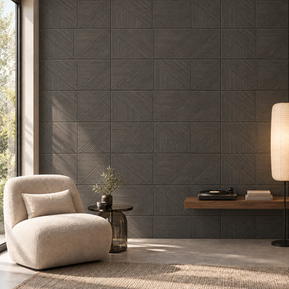 Lounge Decor Graphite 60x120 horizontal tiles in a contemporary reading lounge