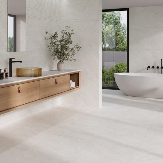 Namibia Bianco Satin Feature 60x120 room-set