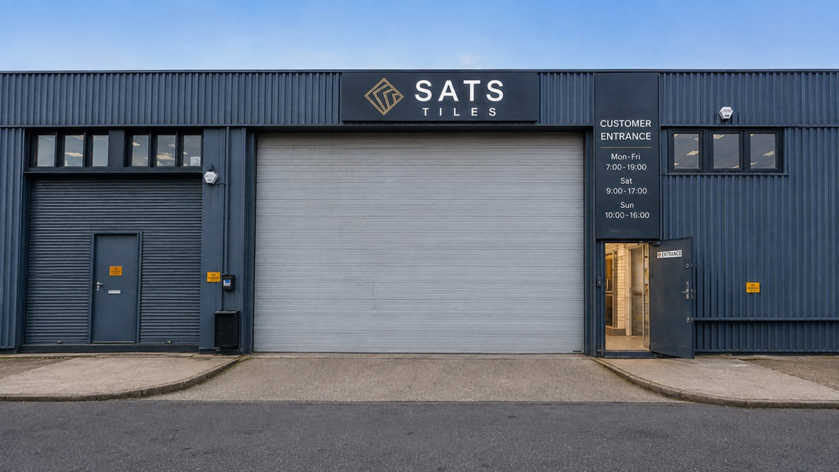SATS TILES showroom entrance in Uxbridge