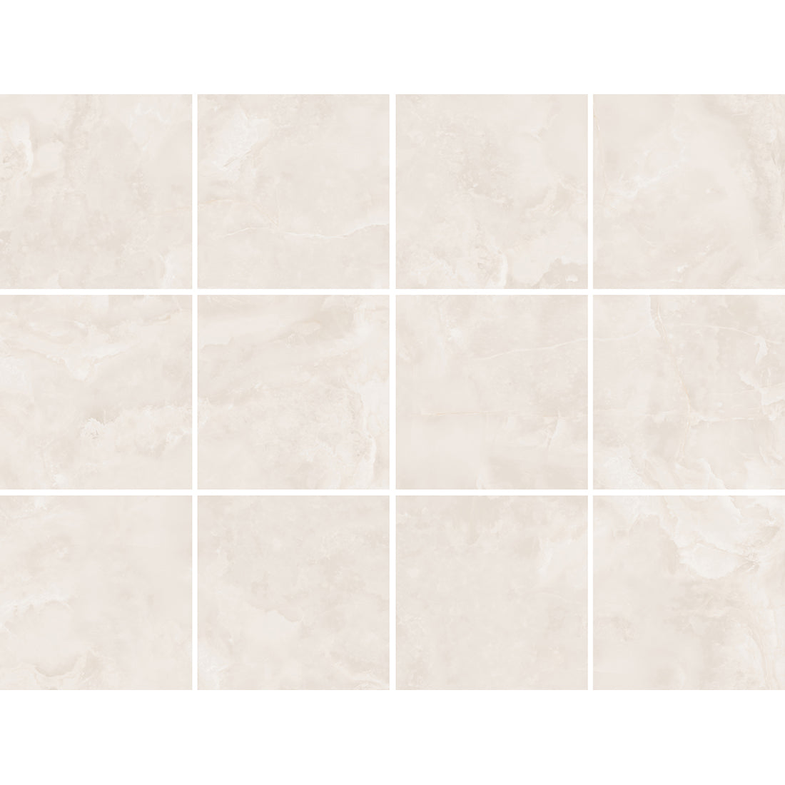 Refined Onyx Beige Porcelain Tiles - 60x60 Polished Finish