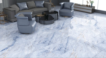 Stunning Polished Blue Porcelain Tiles 60x60